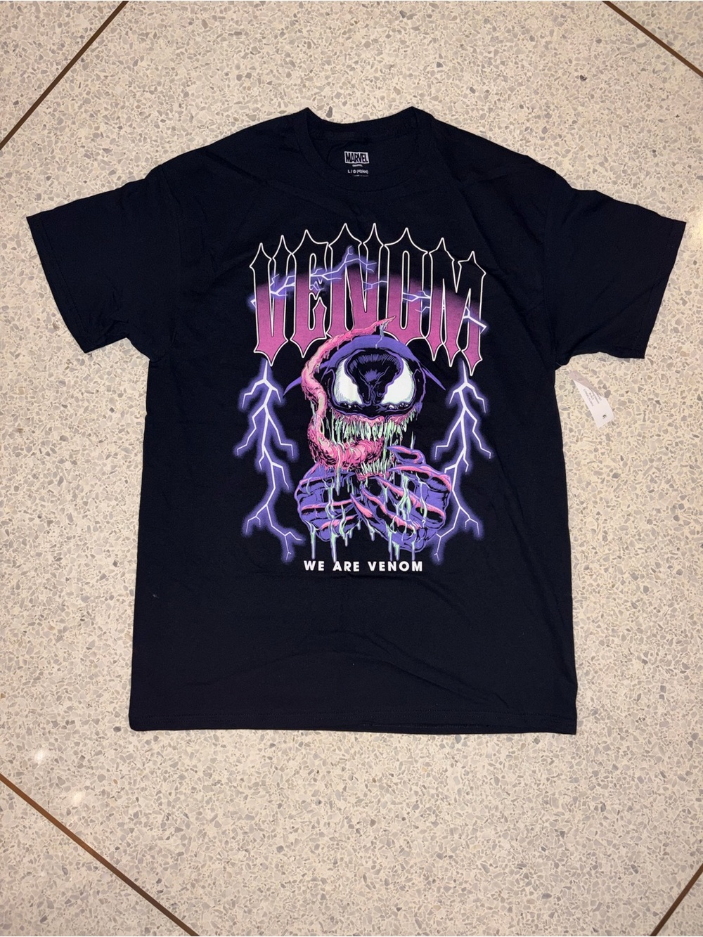Gildan Black Venom Graphic Tee with Purple & Pink Artwork